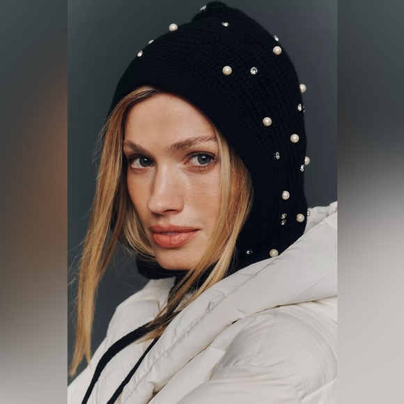 Anthropologie Accessories - Anthropologie Black Pearl-Embellished Hat